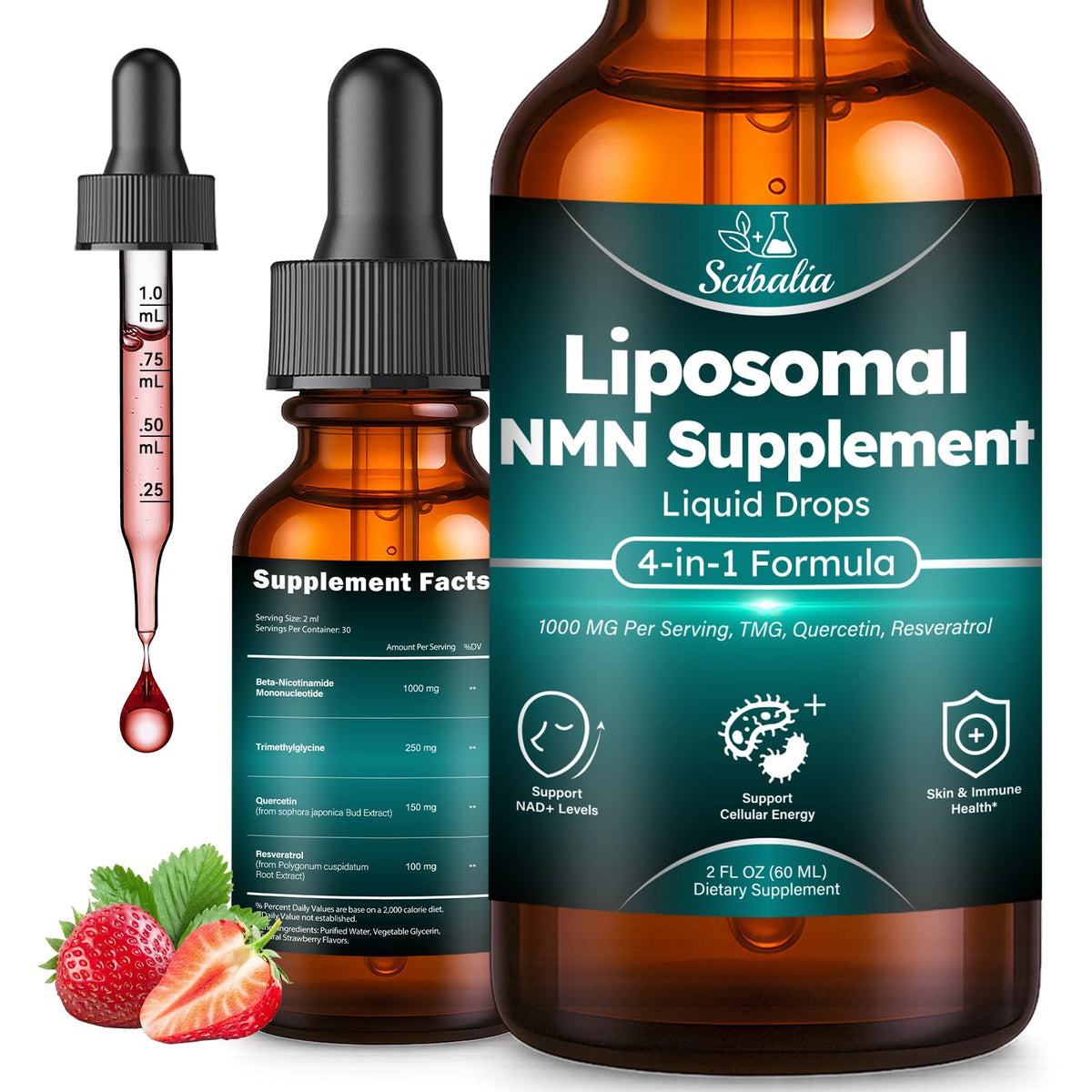 Scibalia Liposomal NMN 1000 mg Liquid Drops with Resveratrol & TMG