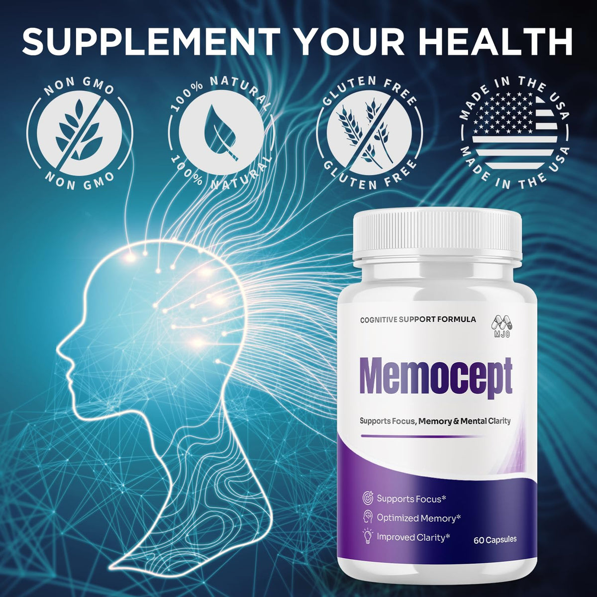 (2 Pack) Memocept Capsules, Official Memocept Pills with All Natural Ingredients, Advanced Vitamin Supplement Pills Supporting Health & Wellness, Max Strength Formula Crafted in the USA (120 Capsules)