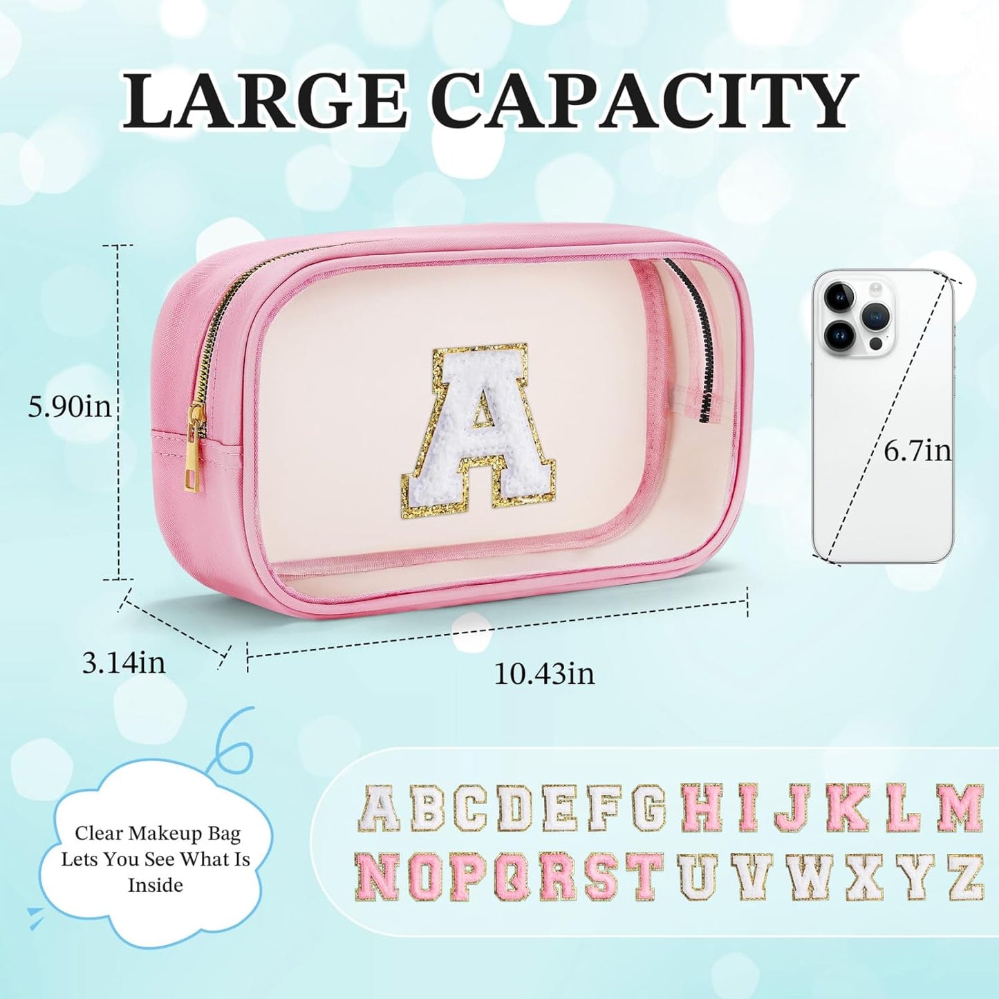 YOOLIFE Birthday Gift for Kids | Travel Makeup Bag for Girls | Pink Makeup Bag | Cosmetic Bags Gift for 7 8 9 10 11 12 Year Old Girls | Birthday Gifts Graduation Gifts Preppy Stuff Initial L