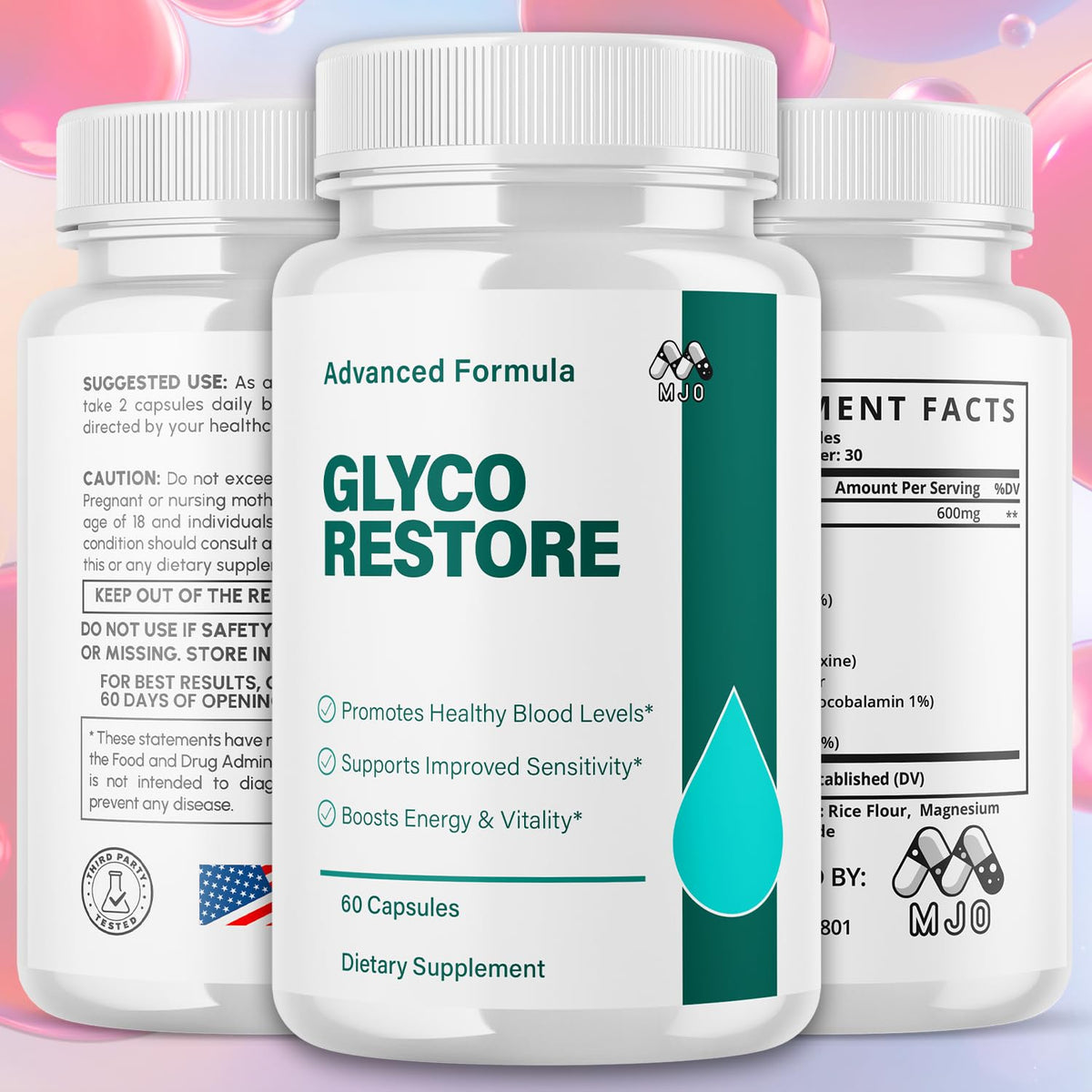 (3 Pack) Glyco Restore Capsules, Official GlycoRestore Pills with All Natural Ingredients, Advanced Overall Health and Wellness Vitamin Support Supplement with Max Multivitamins Support (180 Capsules)