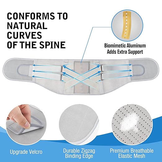 Back Brace for Lower Back Pain Relief - Back Support Belt for Women & Men, Lower Back Brace for Herniated Disc, Sciatica. Removable Stays for Lower Back Support with 2 Different Hardness Sets (X-Large, Ivory)