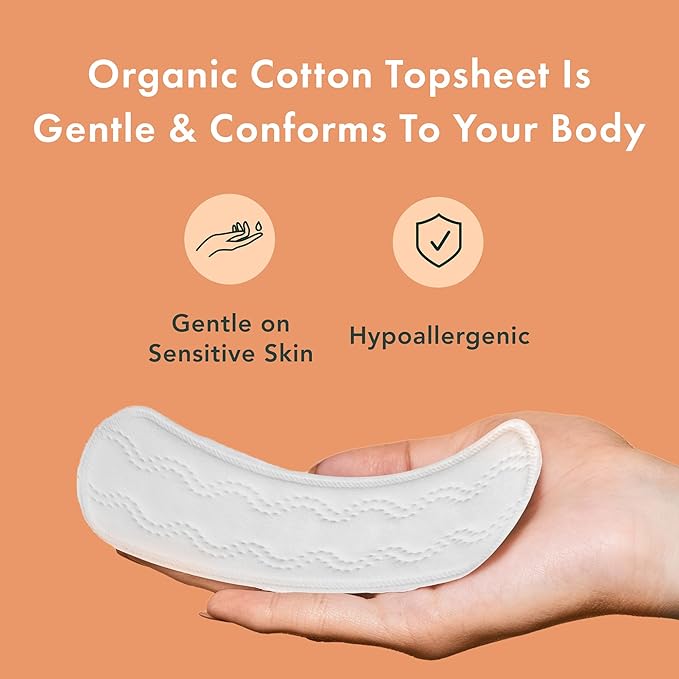Rael Panty Liners for Women, Organic Cotton Cover - Regular Pantiliners, Light Absorbency, Unscented, Chlorine Free (Regular, 44 Count)