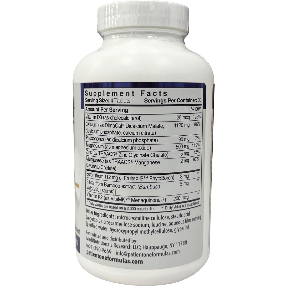 Patient One OsteoOne Bone Support with Calcium, D3 & K2 – 120 Tablets