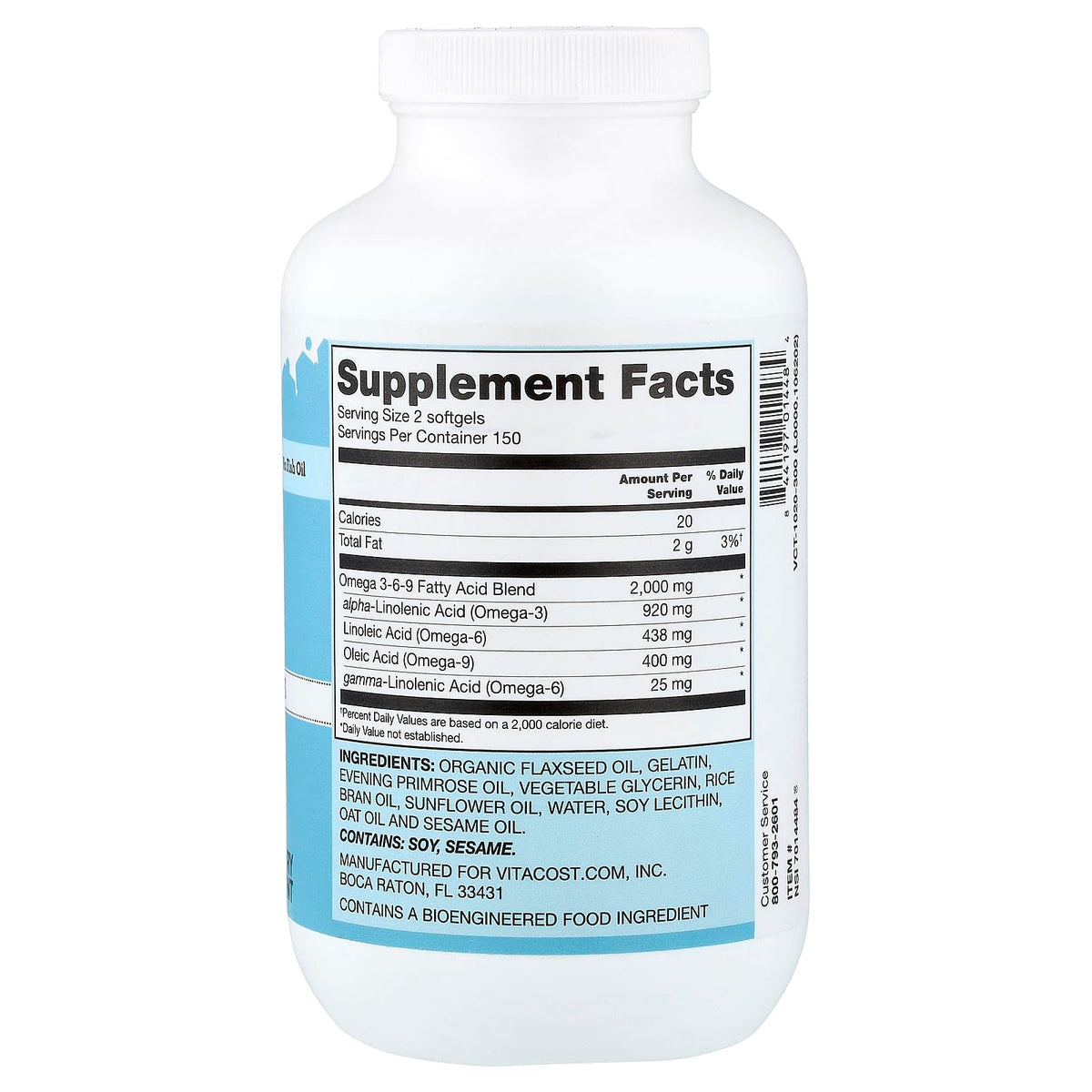Vitacost Omega 3-6-9 Oil Blend, 300 Softgels (1,000 mg per Softgel)