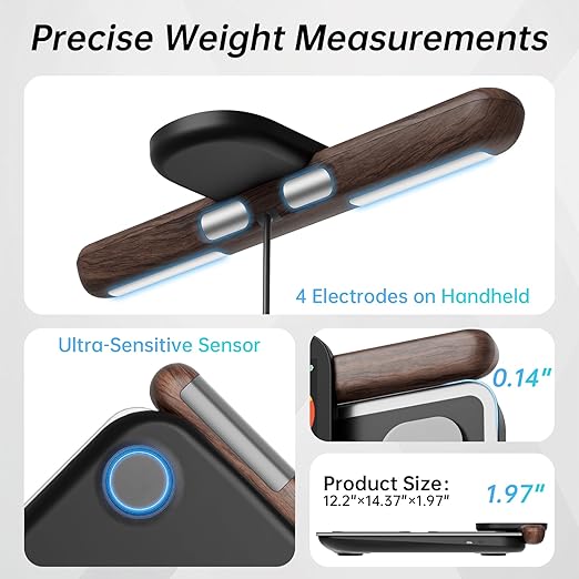 CLORIS 8 Electrodes Digital Smart Scale for Body Weight Fat Accurate BMI Muscle Mass 28 Body Composition Measurement Health Analyzer with App Bluetooth, Full-Color TFT LCD on Retractable Handle