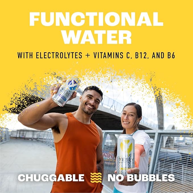 Yesly Functional Water, Variety Pack, Naturally Flavored Still Water with Electrolytes, Magnesium, Potassium, Vitamin C, B6 & B12, Zero Sugar, No Artificial Sweeteners, 16 Fl Oz Cans, 12 Pack