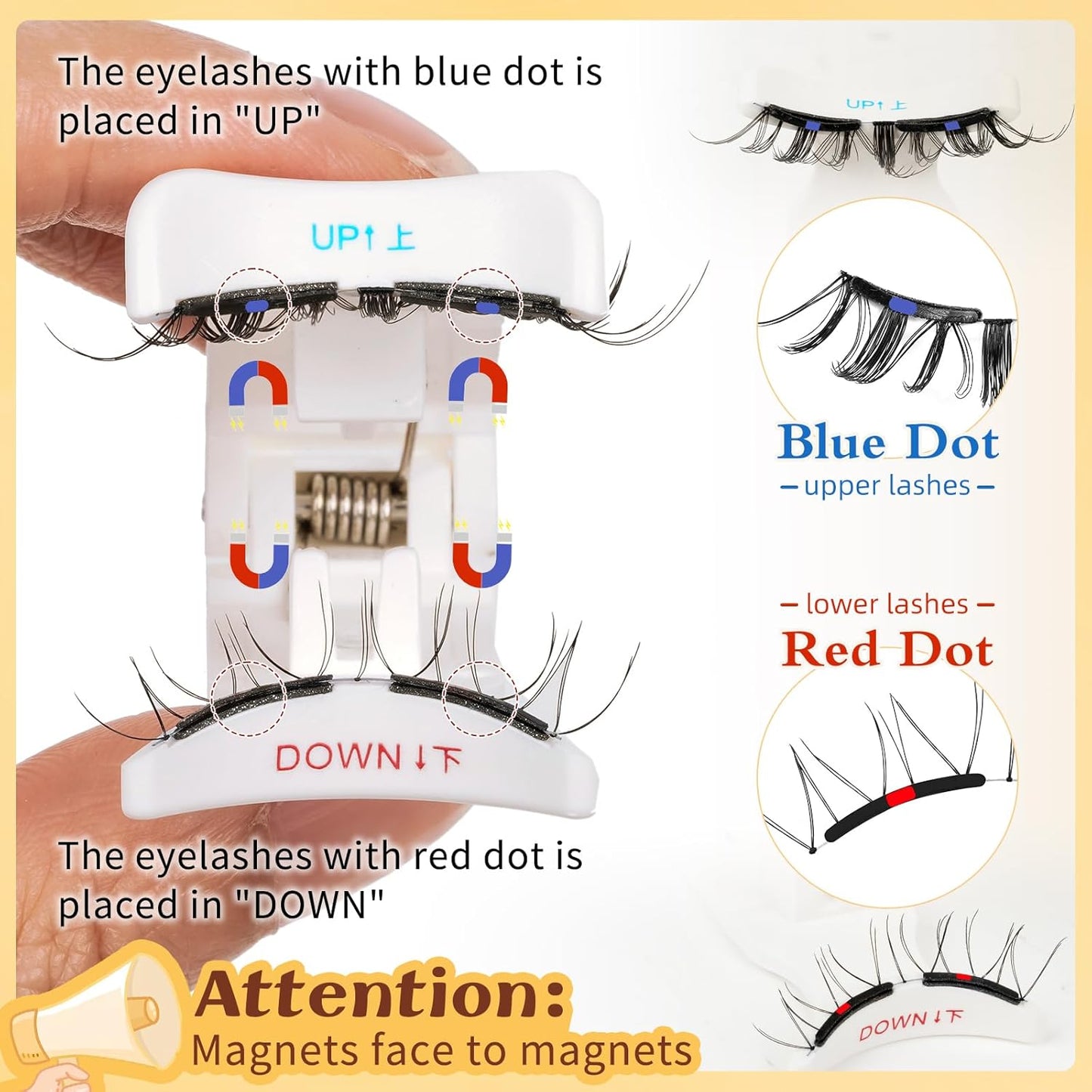 QUEWEL Magnetic Eyelashes, Reusable No Glue Needed Magnetic Eyelashes Kit with Applicator Lash Clusters Kit without Eyeliner So Soft and Easy to Wear and Remove (G-RC-C)