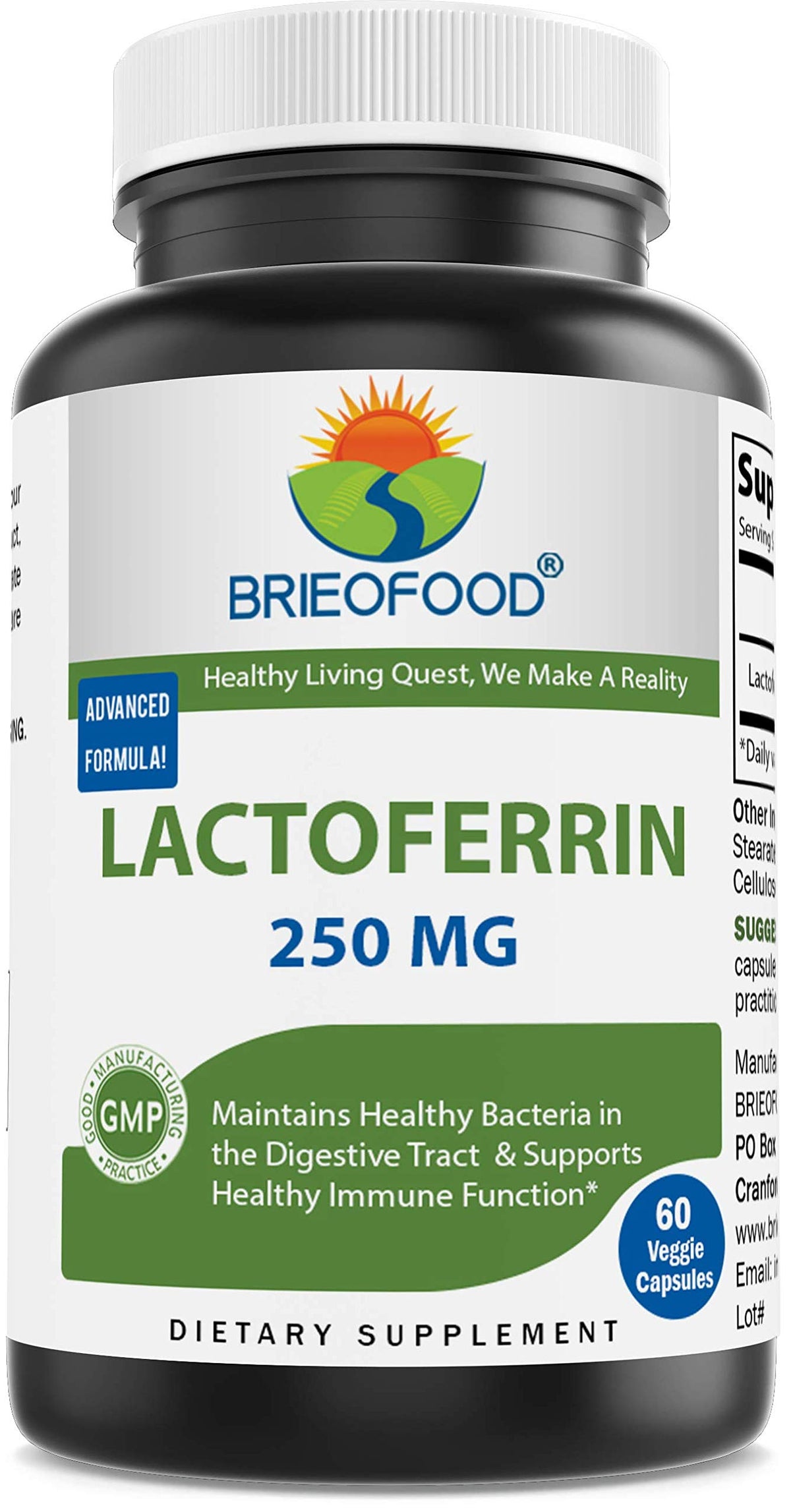 Brieofood Lactoferrin 250 mg 60 Veggie Capsules