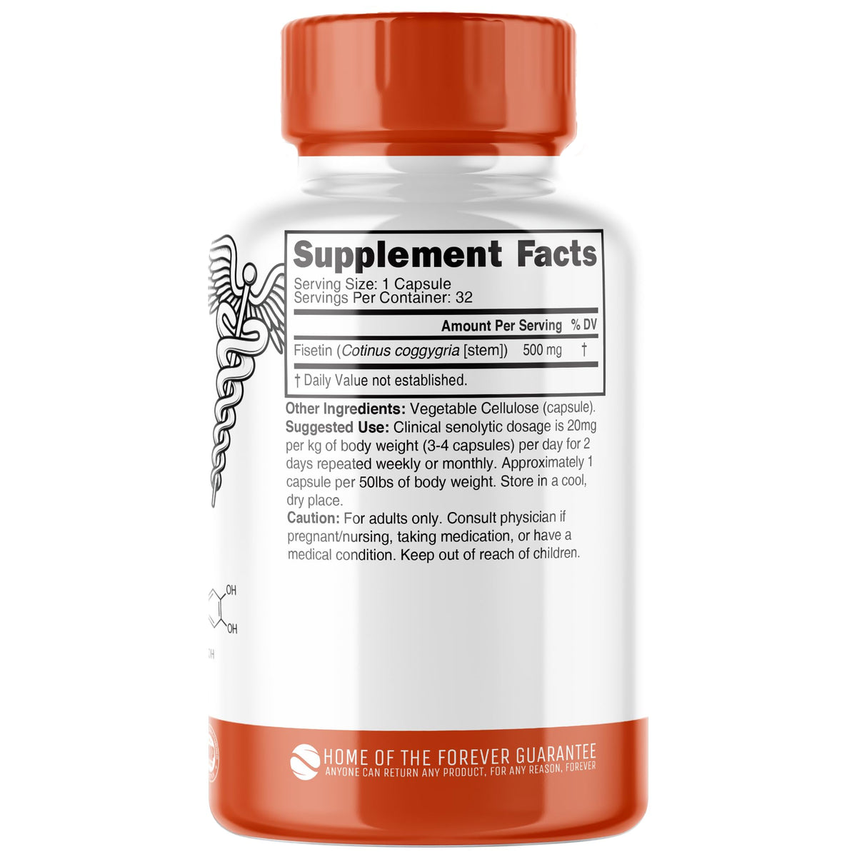 Nutri Fisetin 500mg 32 Count - Clinical Dosage - Fisetin Supplements - Powerful Senolytic Activator, Antioxidant, Heart Support - Natural Polyphenols - Capsules - 3rd Party Tested - GMP Certified