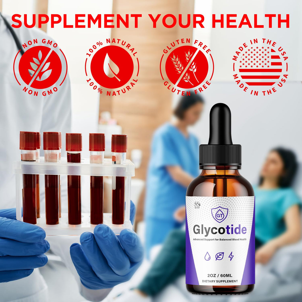 (5 Pack) Glycotide Drops, Official Glycotide Blood Support Drops with All Natural Ingredients, Advanced Glicotide Blood Health and Overall Wellness Supplement with Max Strength Vitamins (150 Servings)
