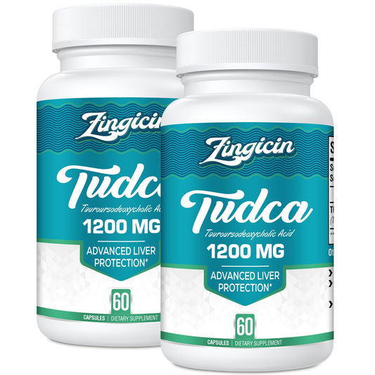 Zingicin TUDCA Supplement 1200mg - 120 Veggie Capsules,Powerful TUDCA Bile Salts Supplements for Liver,Digestion