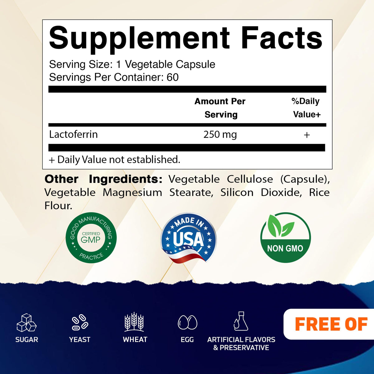 Vitamatic Lactoferrin 250mg – 60 Vegetable Capsules - 2 Pack Promotes Healthy Immune Function*