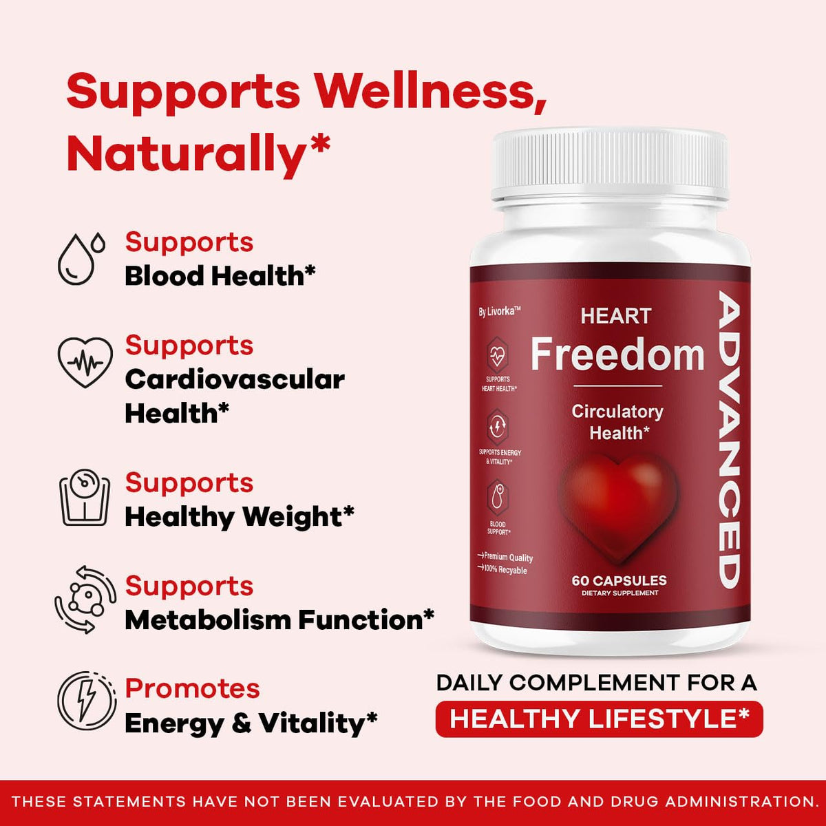 (5 Pack) Heart Freedom - Heart Freedom Capsules, Official HeartFreedom Pills All Natural Ingredients - Maximum Strength, Premium Advanced Formula Support Health & Wellness, 300 Capsules for 5 Months