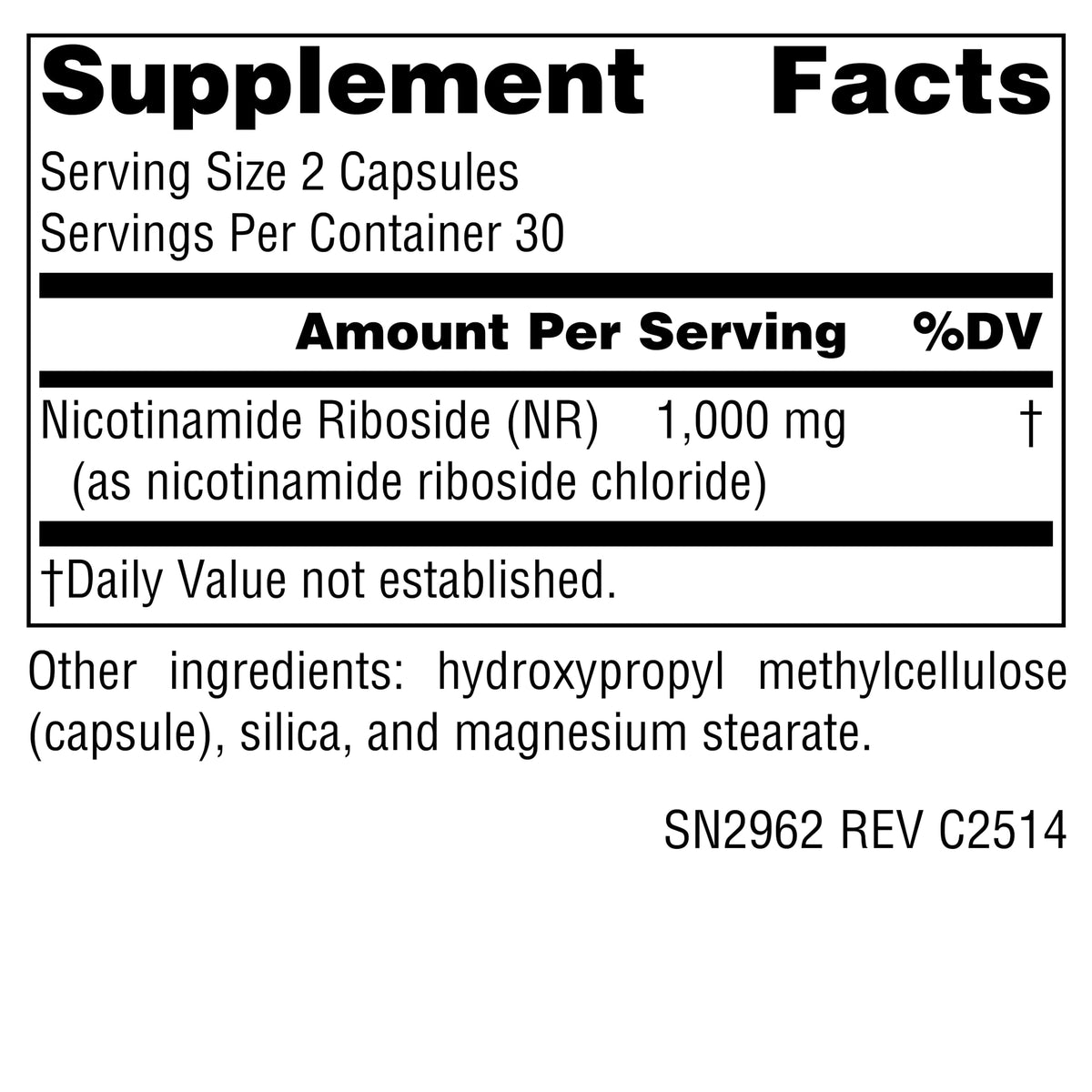 Source Naturals NR Nicotinamide Riboside 1000 mg – 60 Vegan Capsules