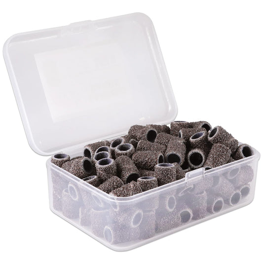 100 Pcs Large Brown Nail Drill Bits Sanding Bands for Nail Drill 60 Coarse Grit – Nail File for Acrylic Nail Gel Manicures Pedicure