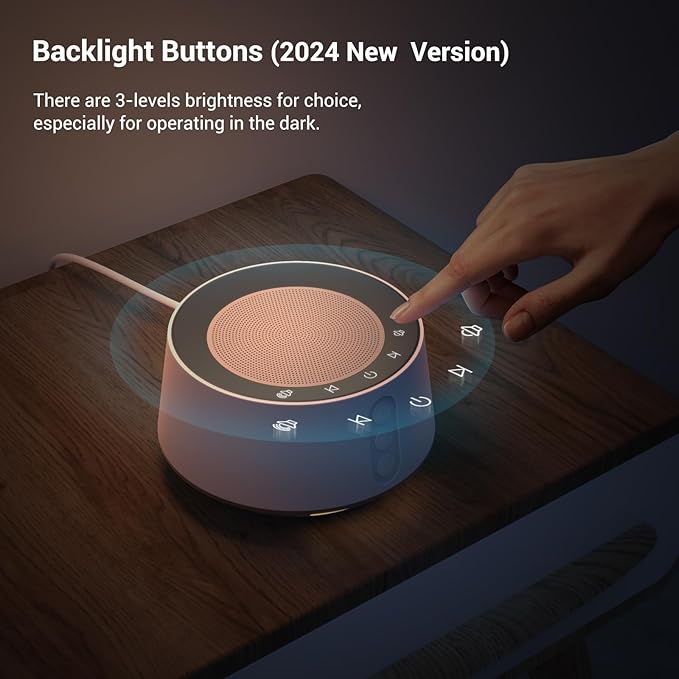 BGOVERSS White Noise Machine with 14 Soothing Sounds and 10 Levels Night Light for Sleeping, 5 Timers and Memory Feature - Plug in Sound Machine for Nursery, Baby, Kids, Adults - Light Purple