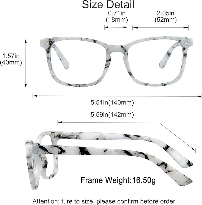 YEIN Bifocal Reading Glasses with Blue Light Blocking Lenses, Bifocal Reader for Women and Men, Vintage Square frame with Spring Hinge (+0.75/+3.50 magnification)