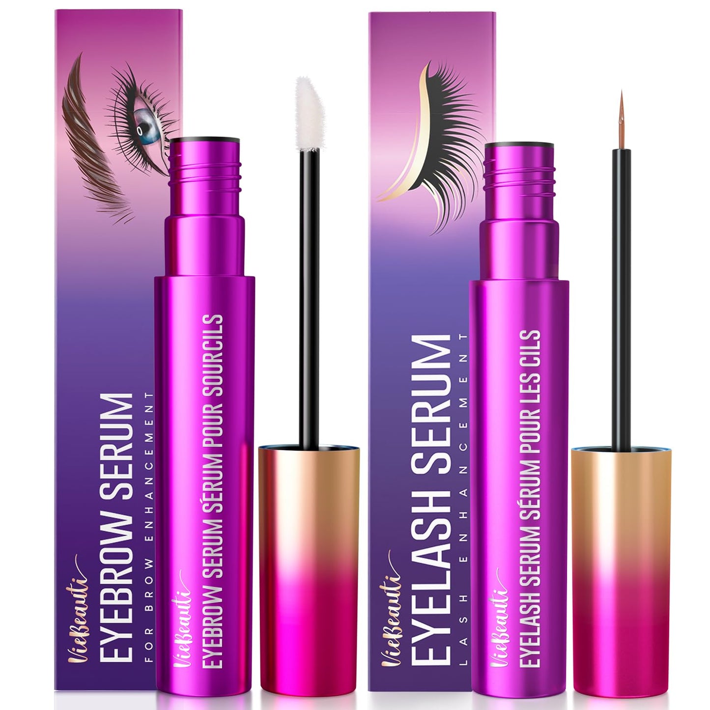 VieBeauti Premium Eyelash Growth Serum and Eyebrow Enhancer, Lash boost Serum for Longer, Fuller Thicker Lashes & Brows (3ML), PURPLE, 0.1 Fl Oz