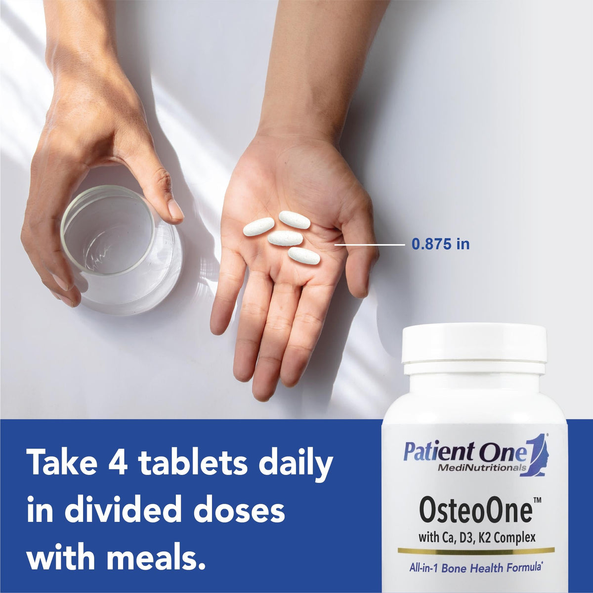 Patient One OsteoOne Bone Support with Calcium, D3 & K2 – 120 Tablets