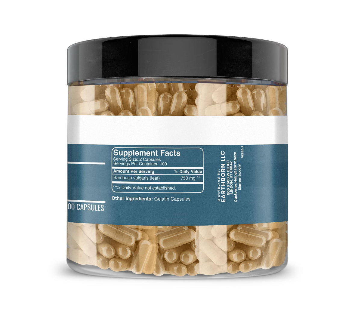 Earthborn Elements Bamboo 200 Capsules, Pure & Undiluted, No Additives