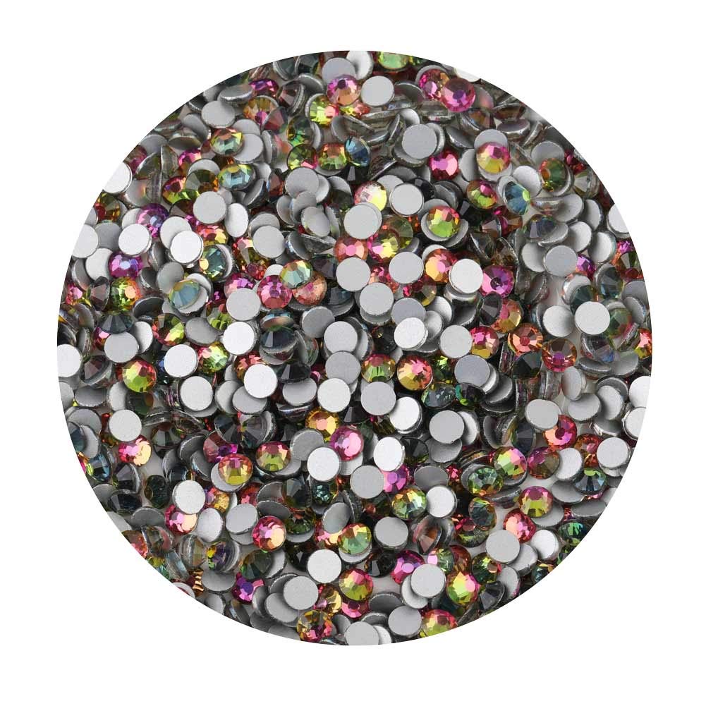 Beadsland 2880pcs Flat Back Crystal Rhinestones Round Gems for Nail Art and Craft Glue Fix, Rainbow,SS4,1.5-1.7mm