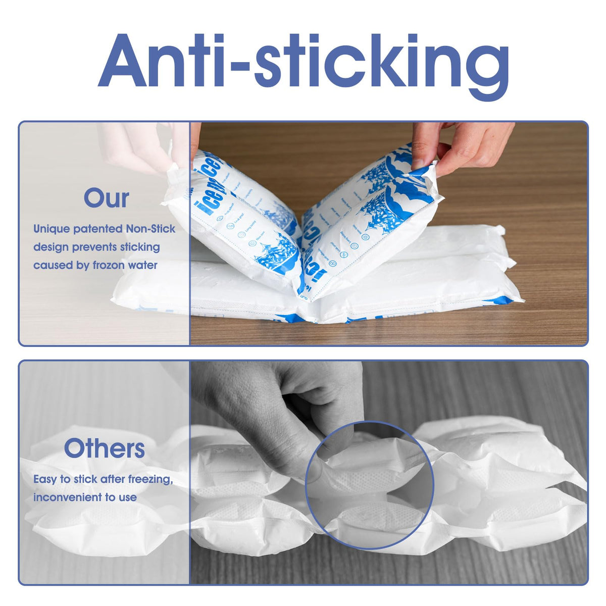 ICE OWL Dry Ice Packs for Shipping Non-Stick for Food Double-Sided Absorption TUV and SGS Tests Long Lasting Shipping Cold Packs 10 Sheets 14"x8.7" 10x4 for Coolers Lunch Bags Cells