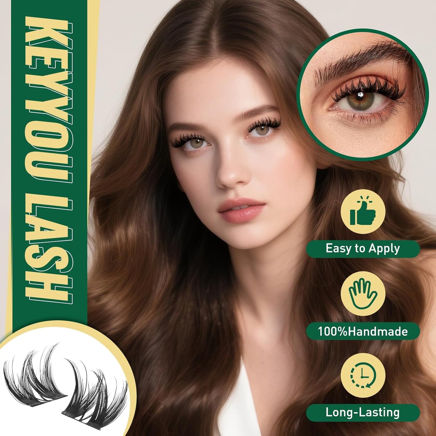 KEYYOULASH DIY Lash Extension Kit 120pcs 8-18MIX Lash Clusters Eyelash Extension Kit with Lash Bond and Seal,Remover,Applicators for DIY Lash Extensions at Home (KY01 Kit)