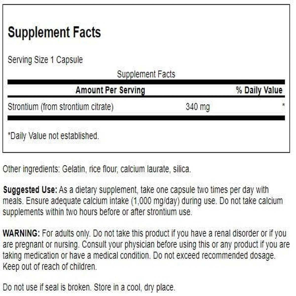 Swanson Strontium Citrate 340 mg 60 Caps (2 Pack)