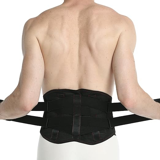 NeoTech Care Back Support Belt - Breathable & Adjustable Lower Back Brace - Double Pull Compression Straps (Black, Size L)
