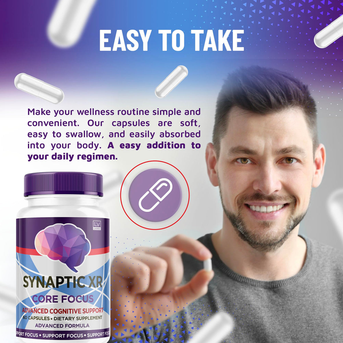 (2 Pack) Synaptic XR Capsules, SynapticXR, Synaptic XR Core Focus, Synaptic XR Brain Caps, Synaptic XR, Brain Synaptic XR, Synaptic XR Advanced Formula 120 Capsules for 2 Months