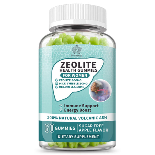 Zeolite Gummies for Women - Zeolite Supplement with Milk Thistle, Chlorella, Vitamin B12 & D3 - Supports Heavy Metal, Immune Health, Natural Metabolism, Energy & Clear Skin - 30 Day Vegan Supply