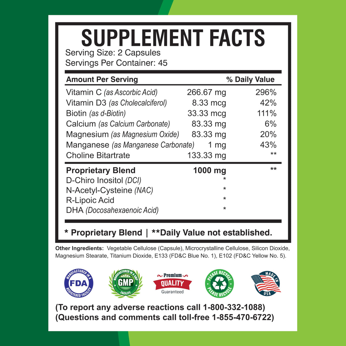 America Medic & Science WFS Plus Fertility Supplements for Women (90 Capsules) Supports Ovulatory Health | Natural Preconception Vitamins, Reproductive Aid, with D-Chiro Inositol, DHA |15-Day Supply.
