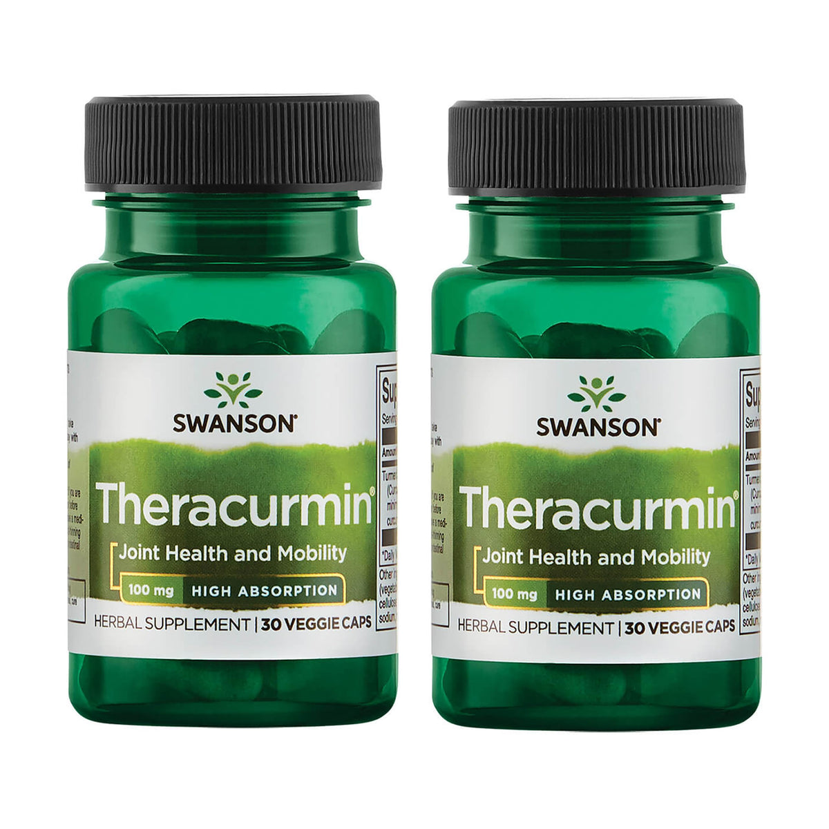 Swanson Theracurmin - Herbal Supplement Supporting Joint Health & Mobility - Formulated for High Absorption - (30 Capsules, 100mg Each) (2 Pack)