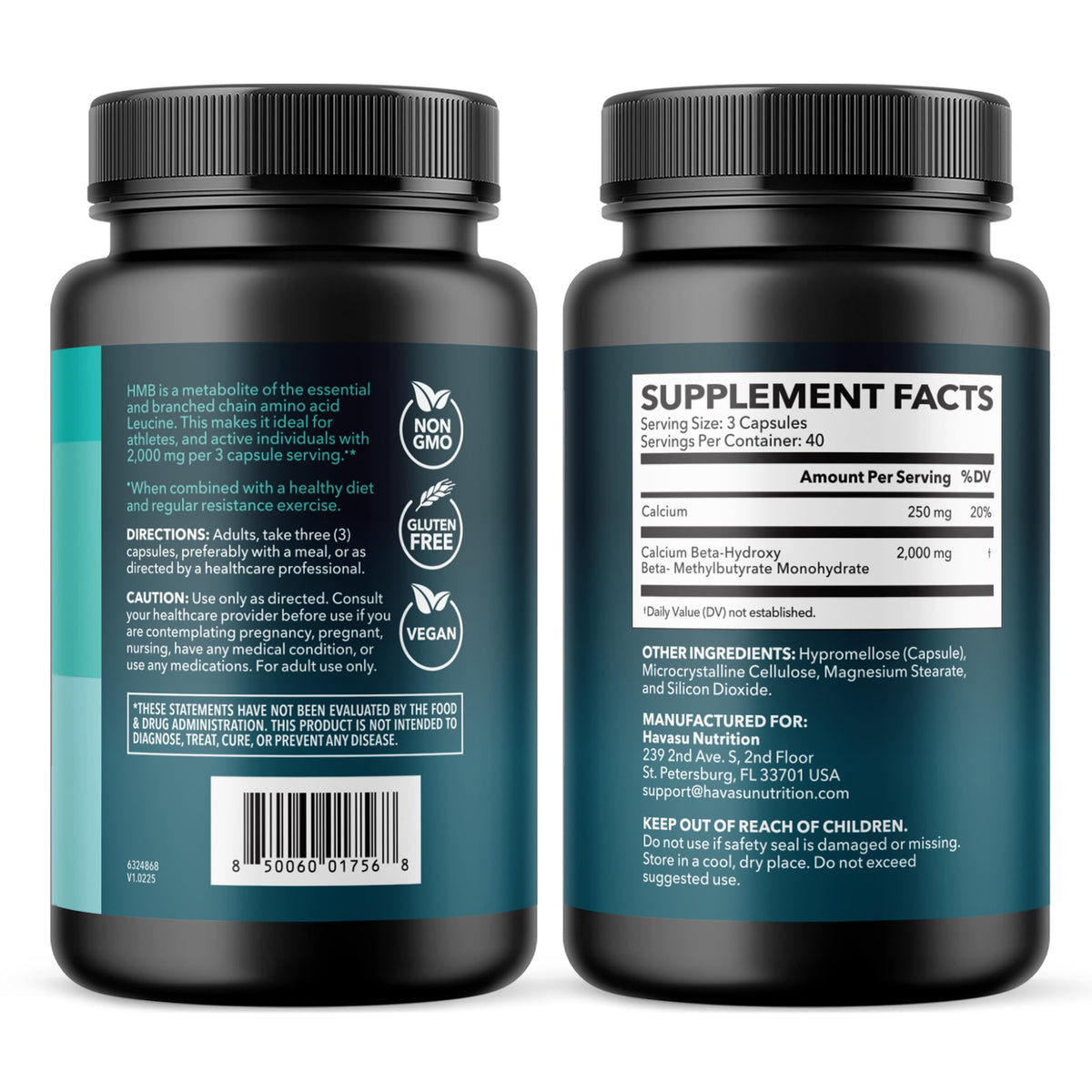 HMB Capsules 2000mg - HMB Supplements for Men and Women - Calcium B-Hydroxy B-Methylbutyrate Monohydrate - 120 Capsules - Supports Muscle Protein Synthesis - Vegan, Non-GMO, Gluten Free - 40 Servings