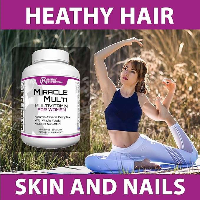 Hybrid Nutraceuticals MiracleMulti Women Multivitamin with Probiotics, Biotin, Folic Acid, Enzymes + Fruit & Vegetable Blend - Immune Support, Heart Health, Energy: 60 Servings (Non-GMO) (2)