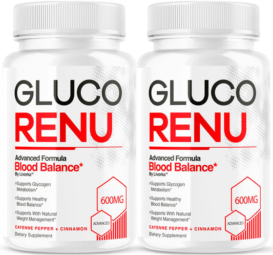 (2 Pack) Gluco Renu Capsules - Offical Gluco Renu, GlucoRenu Supplement, Natural Support GlucoRenu, Gluco Renu Premium Formula, 60 Capsules for 2 Months