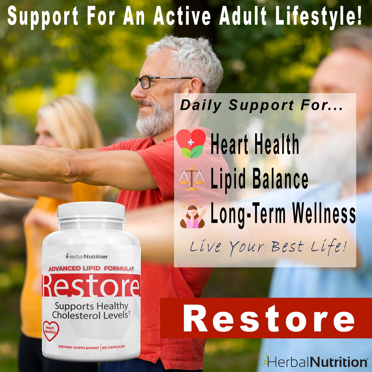 Restore Heart Health & Cholesterol Support Supplement, 270 Capsules