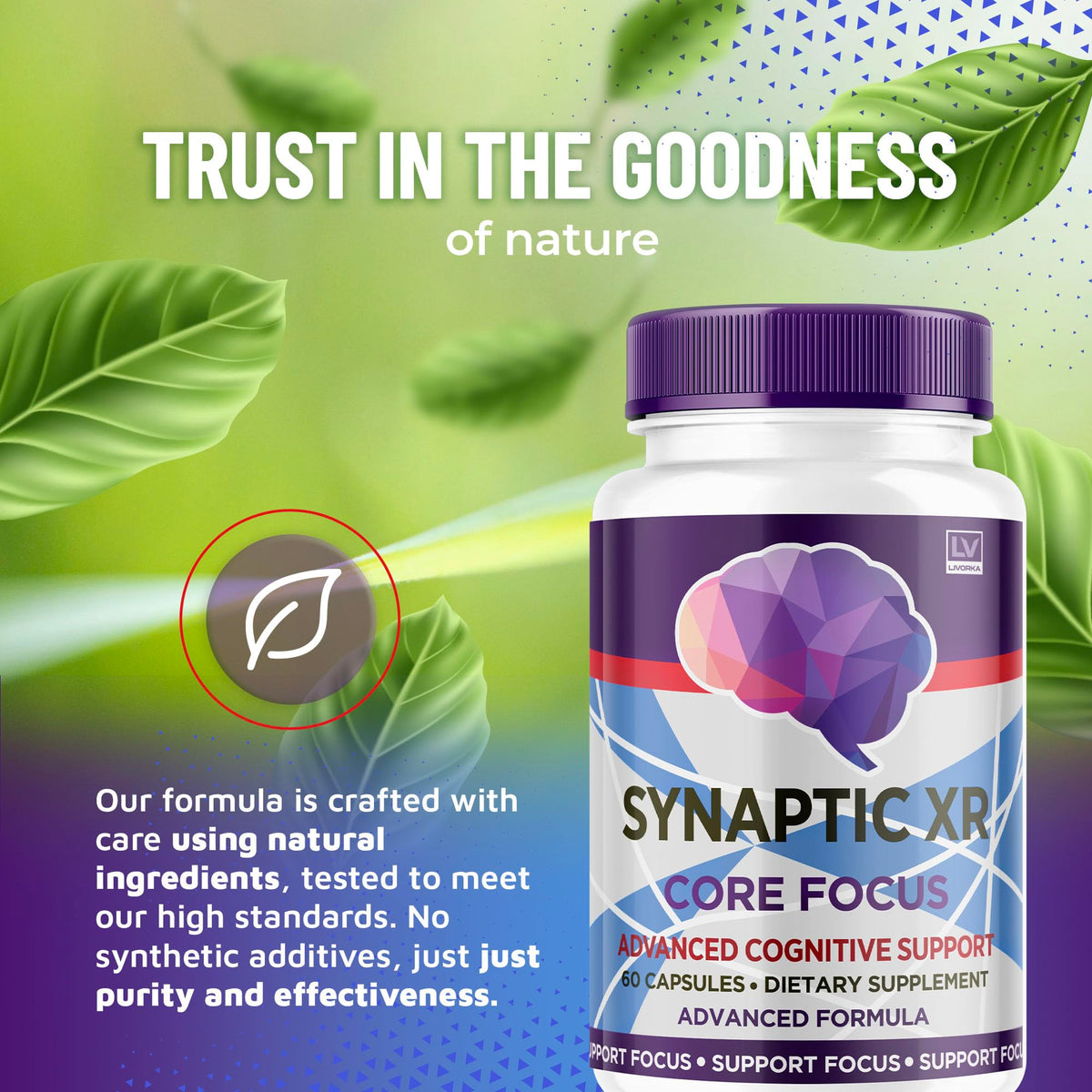 (2 Pack) Synaptic XR Capsules, SynapticXR, Synaptic XR Core Focus, Synaptic XR Brain Caps, Synaptic XR, Brain Synaptic XR, Synaptic XR Advanced Formula 120 Capsules for 2 Months