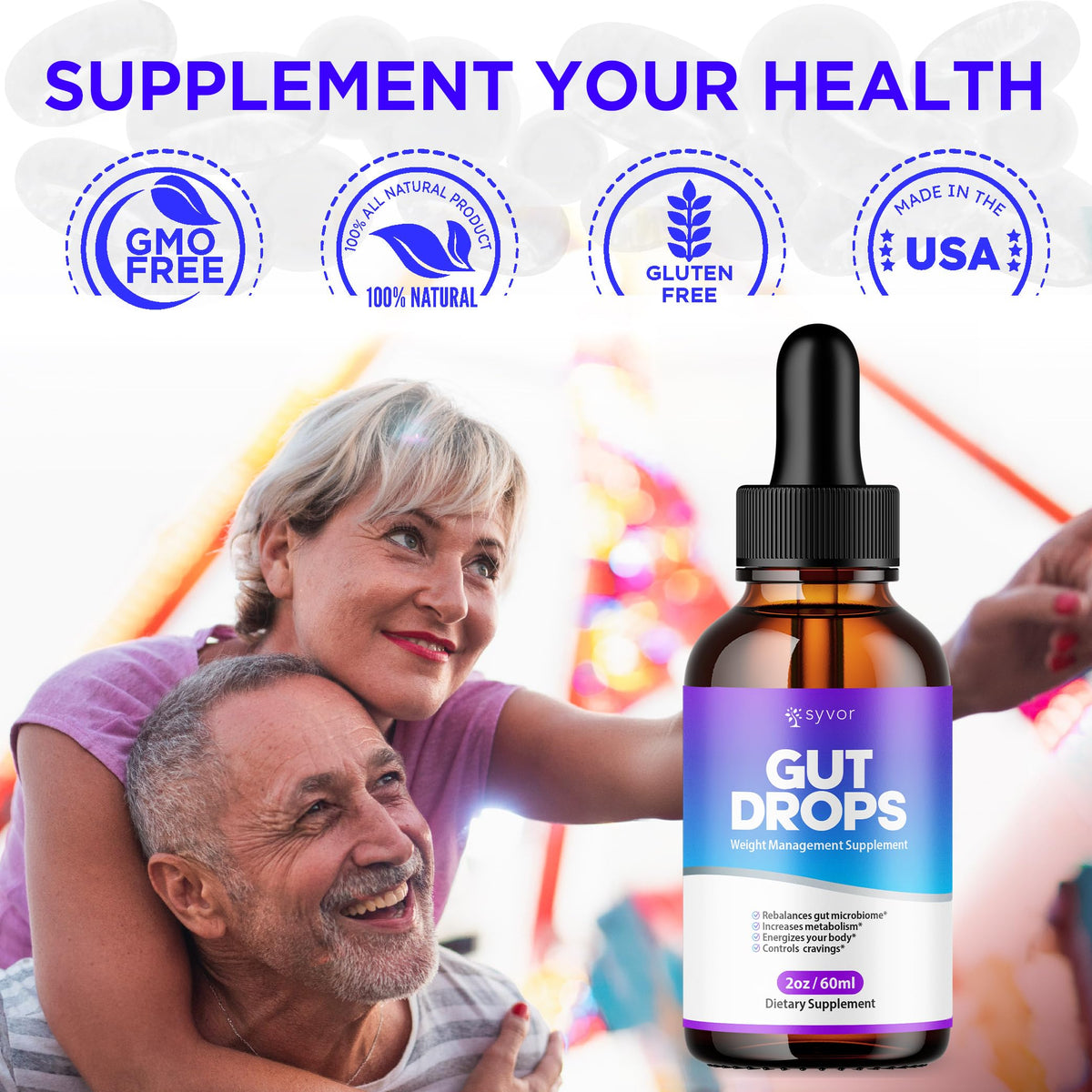 Gut Drops, Official Gut Drops Liquid Supplement Advanced All Natural Vitamin Formula, GutDrop Maximum Strength Biome Support for Health Energy and Wellness Support for Men and Women (30 Servings)