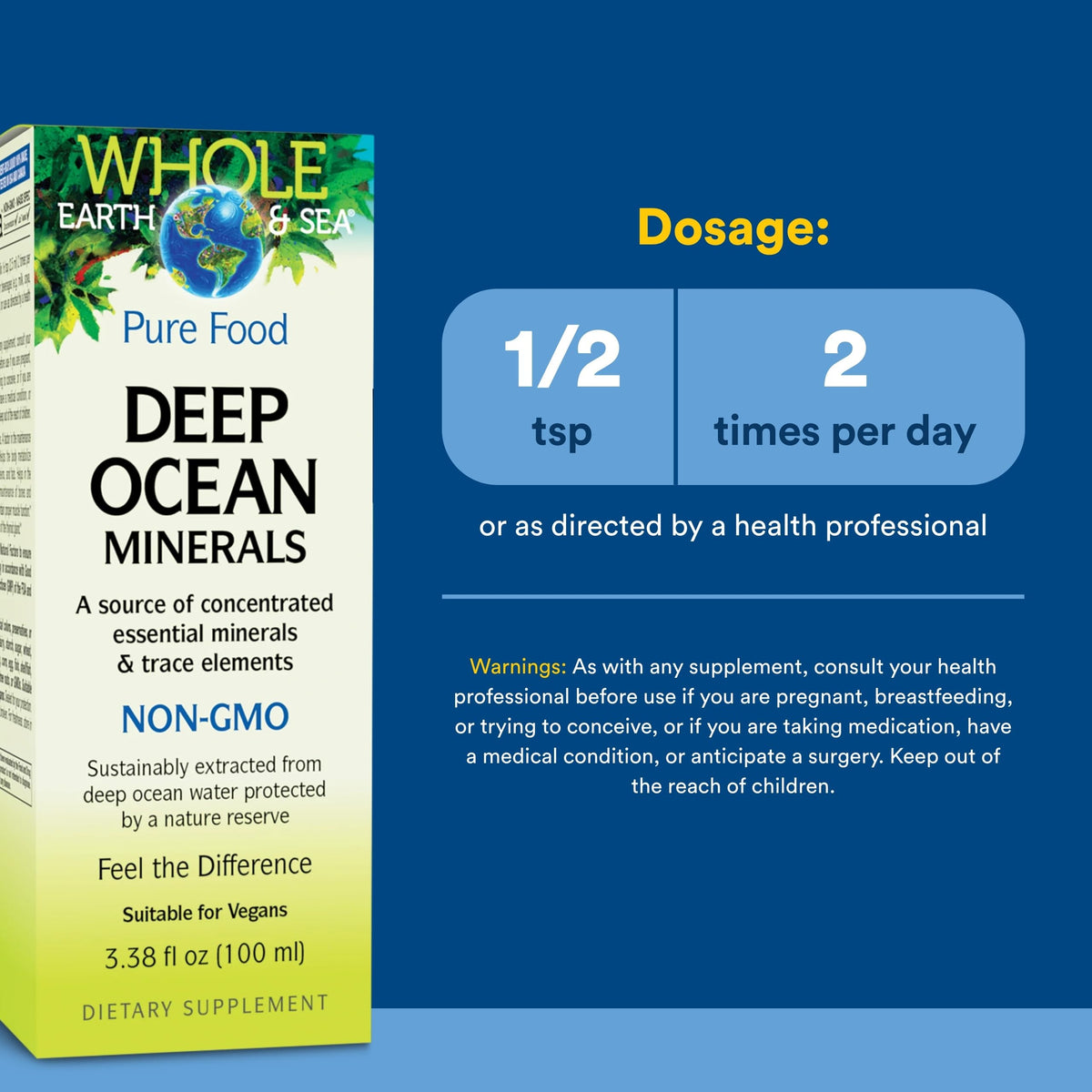 Natural Factors Whole Earth & Sea Deep Ocean Minerals - Supports Electrolyte Balance & Bone Health* - Vegan - Unflavored - 3.38 oz