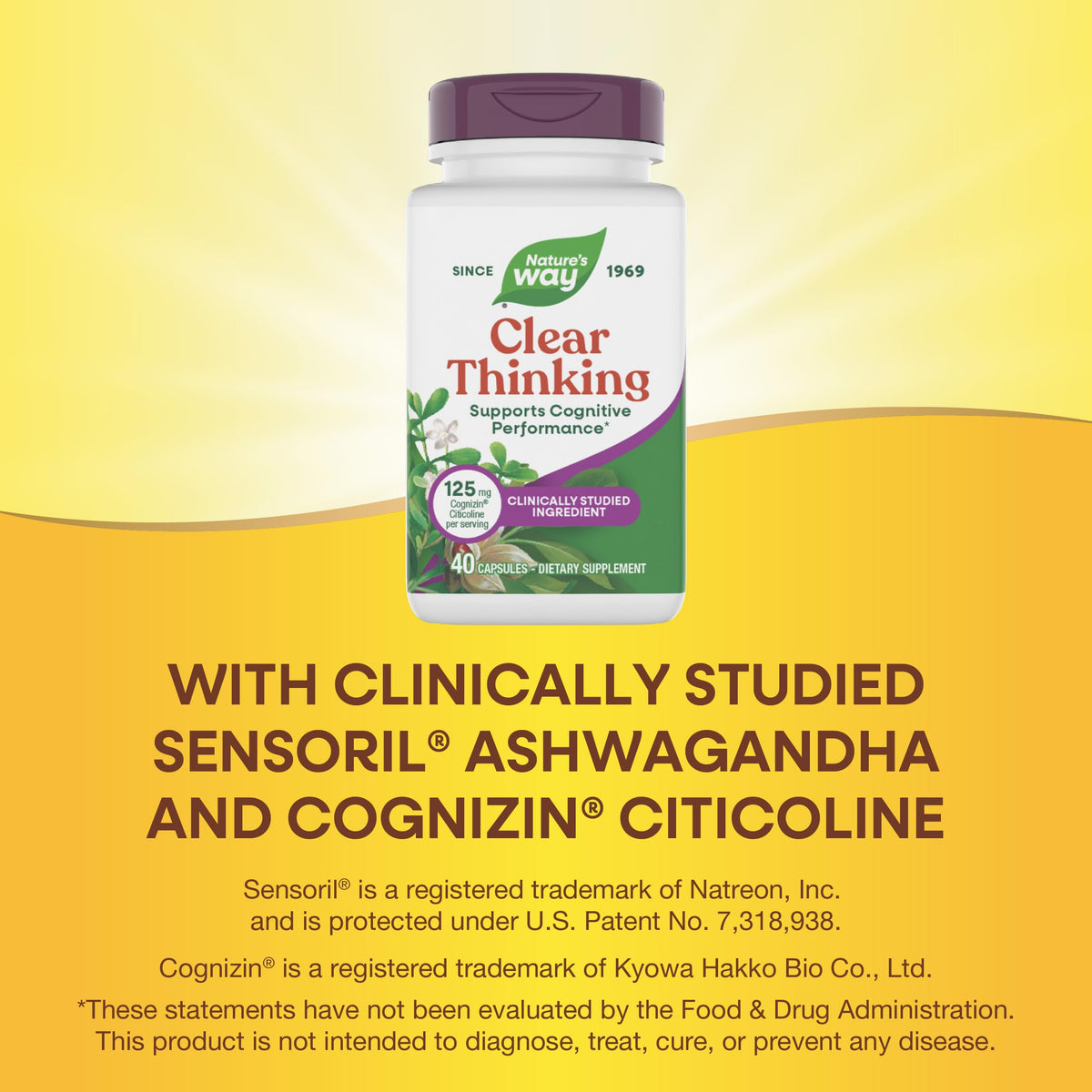 Nature's Way Clear Thinking Cognitive Performance*, Ashwagandha, Reduces Stress and Supports Cognitive Performance*, 40 Capsules