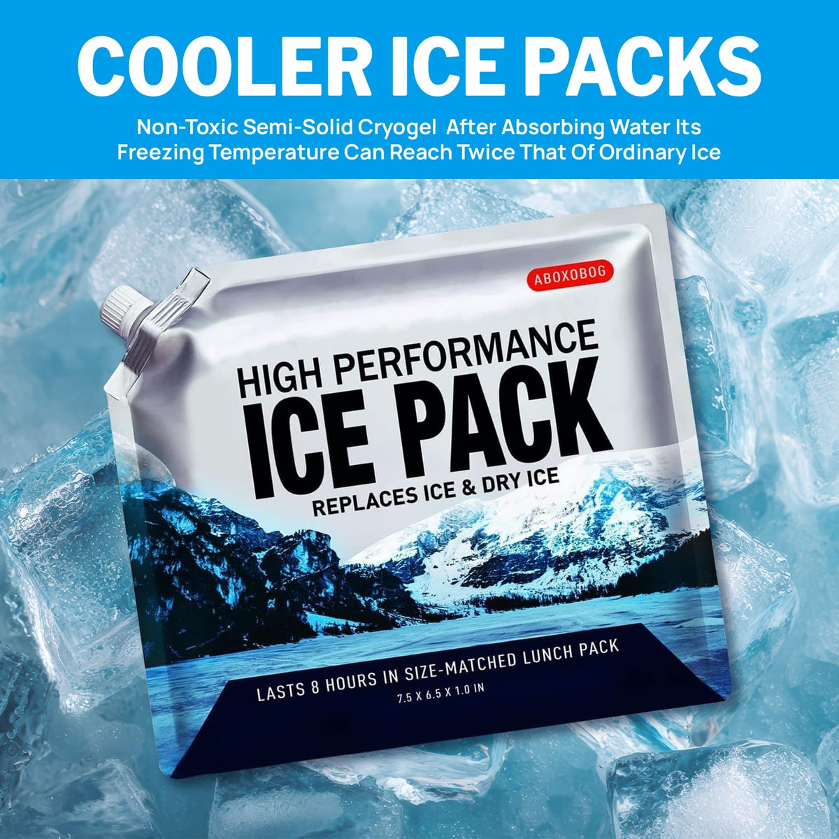ABOXOBOG Reusable Ice Packs for Lunch Box Long Lasting Slim Gel Freezer Packs for Cooler Bag Cooler Backpack, Keeps Food Cold Fresh for Work & School & Camping & Outdoor Gear(6.5"x7.5"x5P)