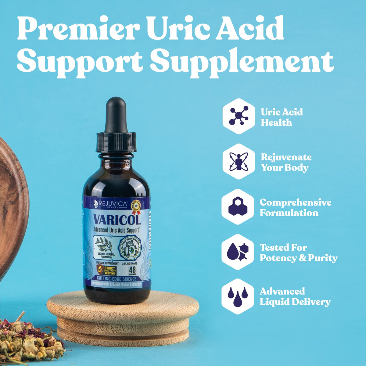 Varicol - Advanced Uric Acid Support Supplement - Liquid Delivery for Better Absorption - Tart Cherry, Chanca Piedra, Celery Seed, Ginger & More!
