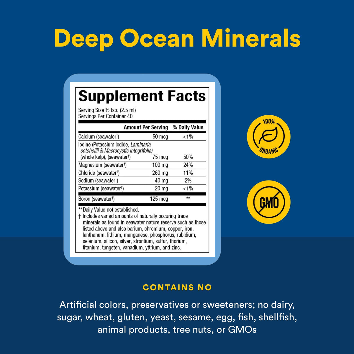 Natural Factors Whole Earth & Sea Deep Ocean Minerals - Supports Electrolyte Balance & Bone Health* - Vegan - Unflavored - 3.38 oz