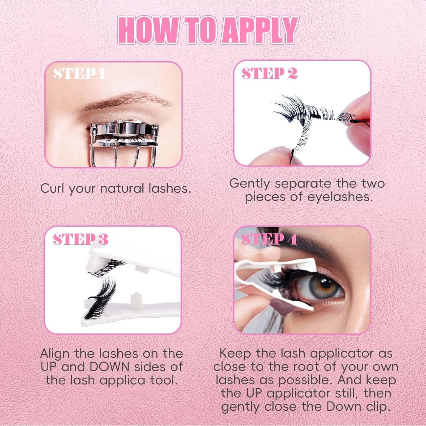 FADLASH 2 Pairs Magnetic Eyelashes with Applicator Waterproof Cat Eye Magnetic Lashes Natural Look Reusable Easy to Wear and Remove, Black (K8+604)