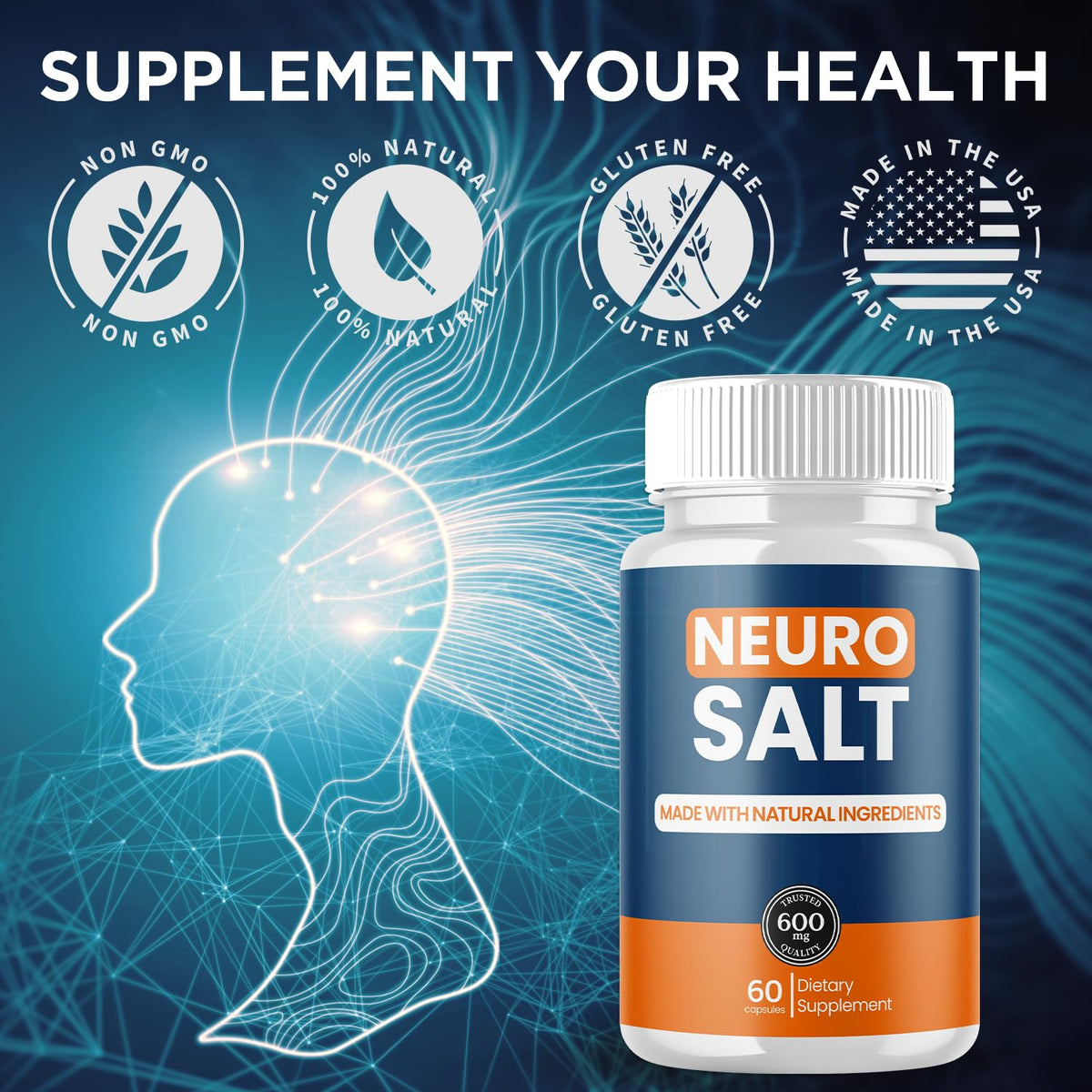(3 Pack) Neuro Salt Capsules, Neuro Salt Brain Support Pills with Natural Ingredients, Advanced Formula NeuroSalt Maximum Strength Health & Wellness Support Vitamin for Women and Men (180 Capsules)