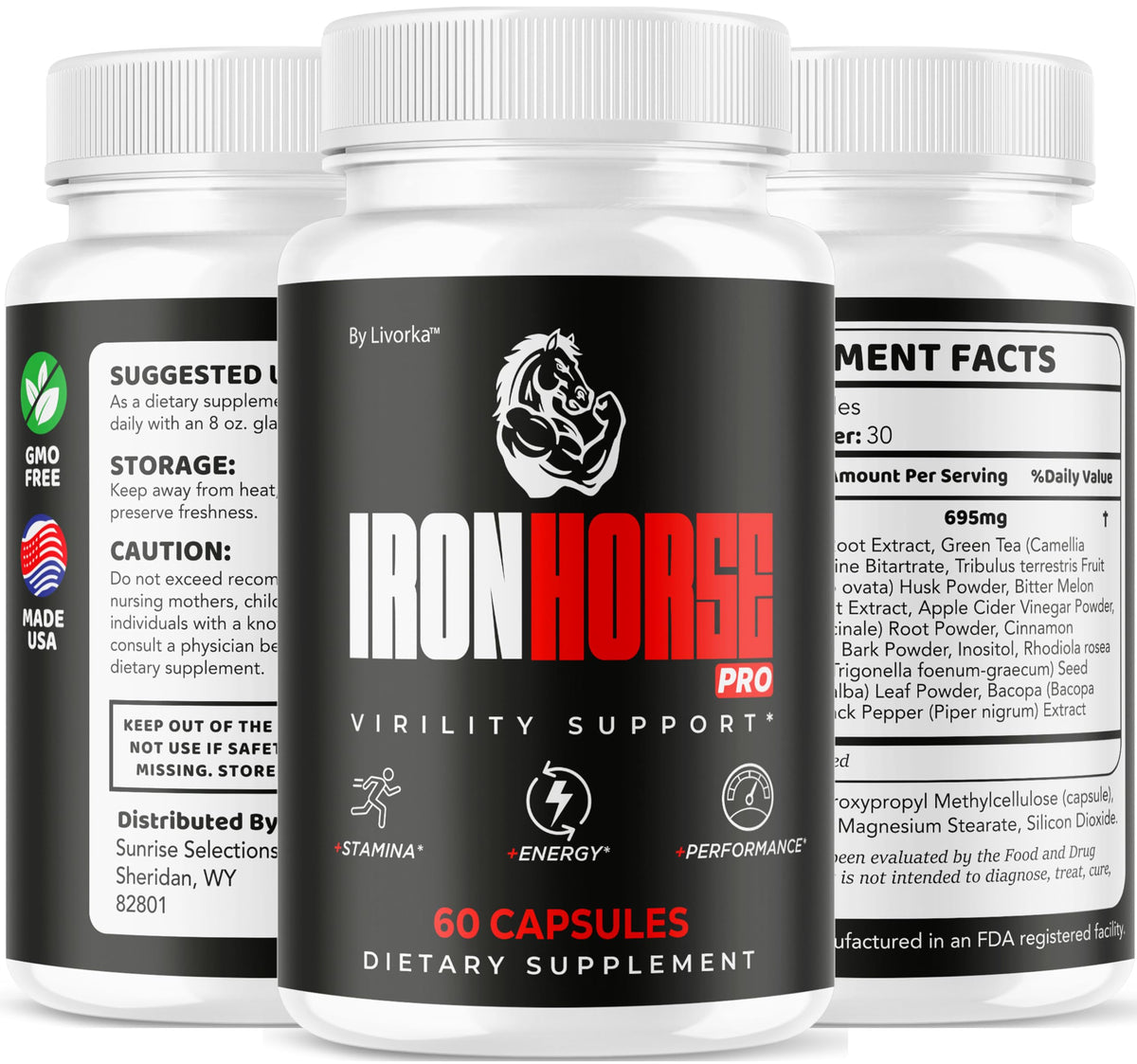(2 Pack) Iron Horse Pro Supplement Pills - Official Advanced Formula Support Capsules - Maximum Strength, Natural Iron Horse Pro for Overall Health & Wellness, 120 Capsules for 2 Months