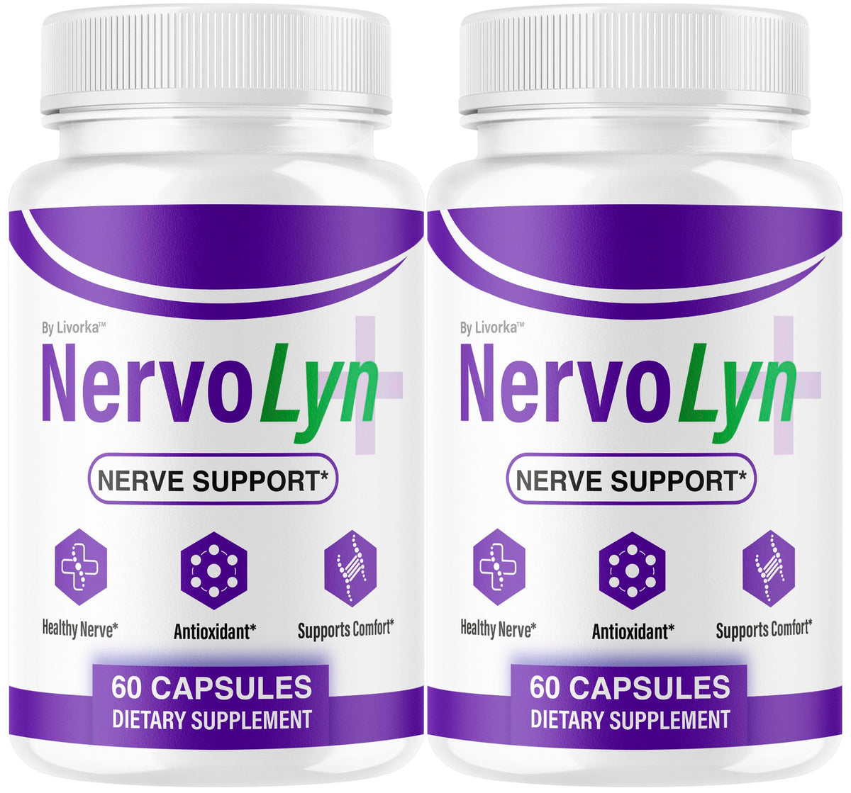 (2 Pack) NervoLyn Capsules - Official Nervo Lyn Advanced Supplement Formula Nerve Health, Natural NervoLyn Brain & Memory Focus Vitamins Suppor for Overal Health & Wellness, 120 Capsules for 2 Months