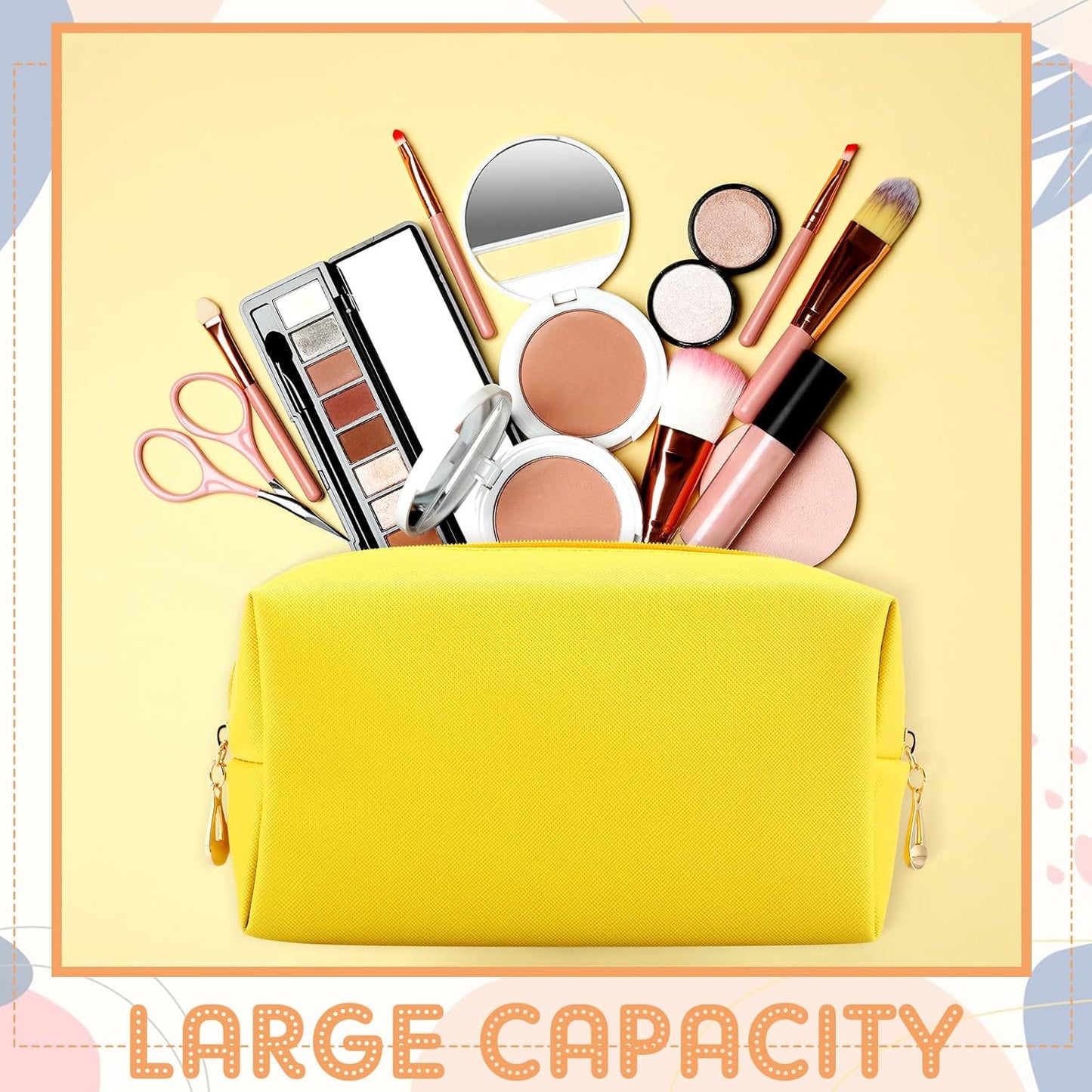 Kigeli 15 Pcs Aesthetic Makeup Bags PU Leather Cosmetic Pouches Waterproof Plain Toiletry Bags Makeup Pouches Bulk for Women Party Gift Travel Storage Organizer(Macaron)