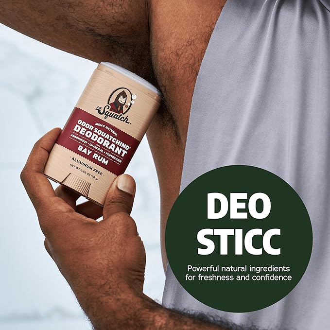 Dr. Squatch Natural Deodorant for Men - Odor-Squatching Aluminum Free - Rainforest Rapids & Wood Barrel Bourbon (2.65 oz, 2-Pack)